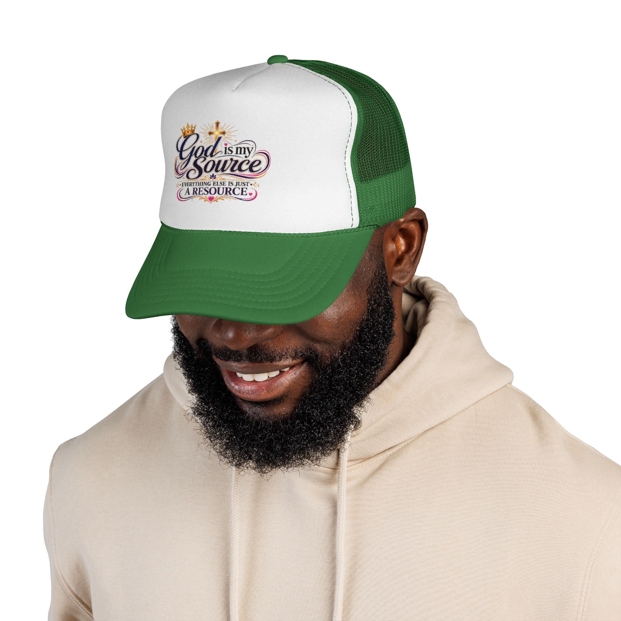 God Is My Source trucker cap | Christian faith design