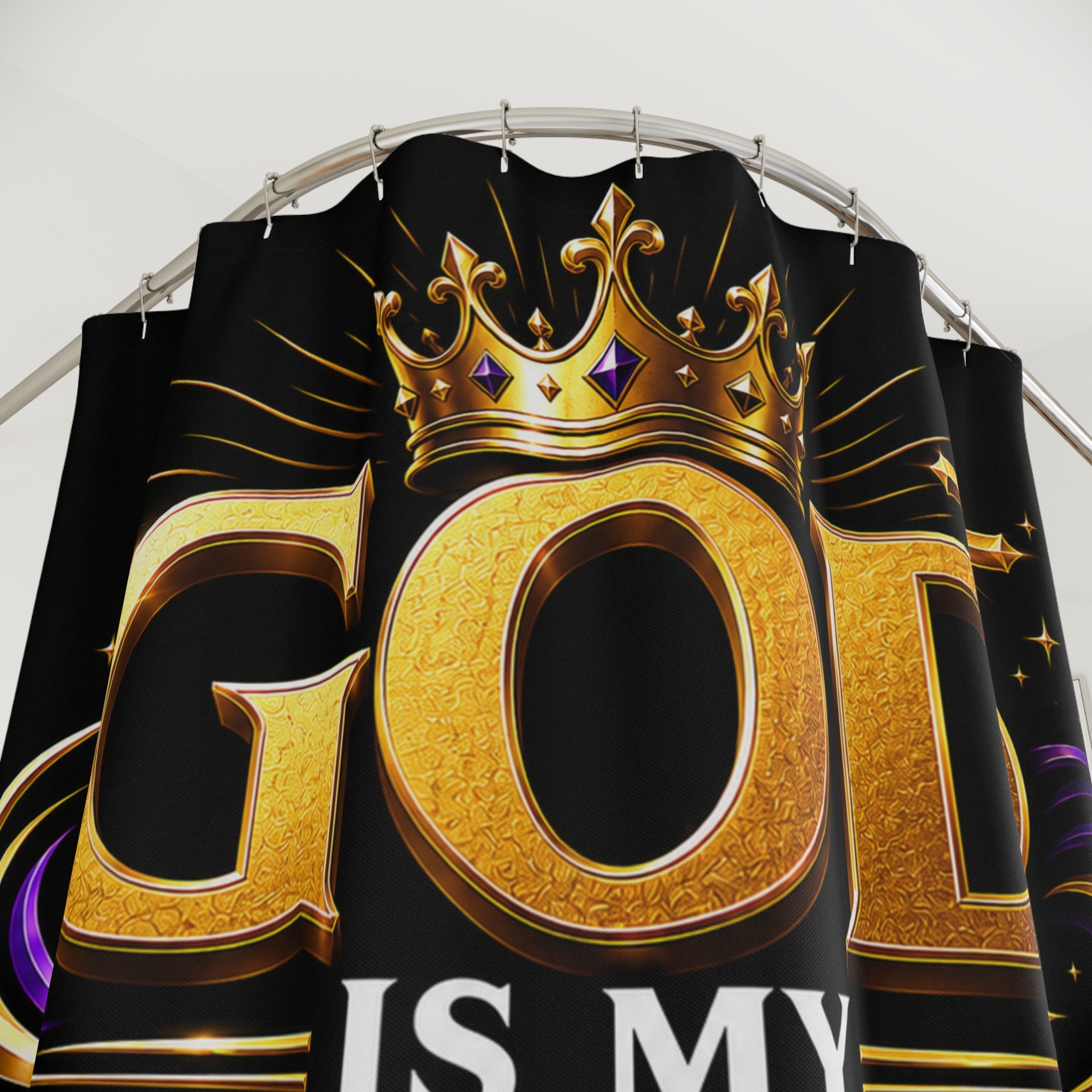God Is My Source Shower Curtain | Christian Bathroom Decor | Inspirational Faith Bath Curtain | Religious Home Decor