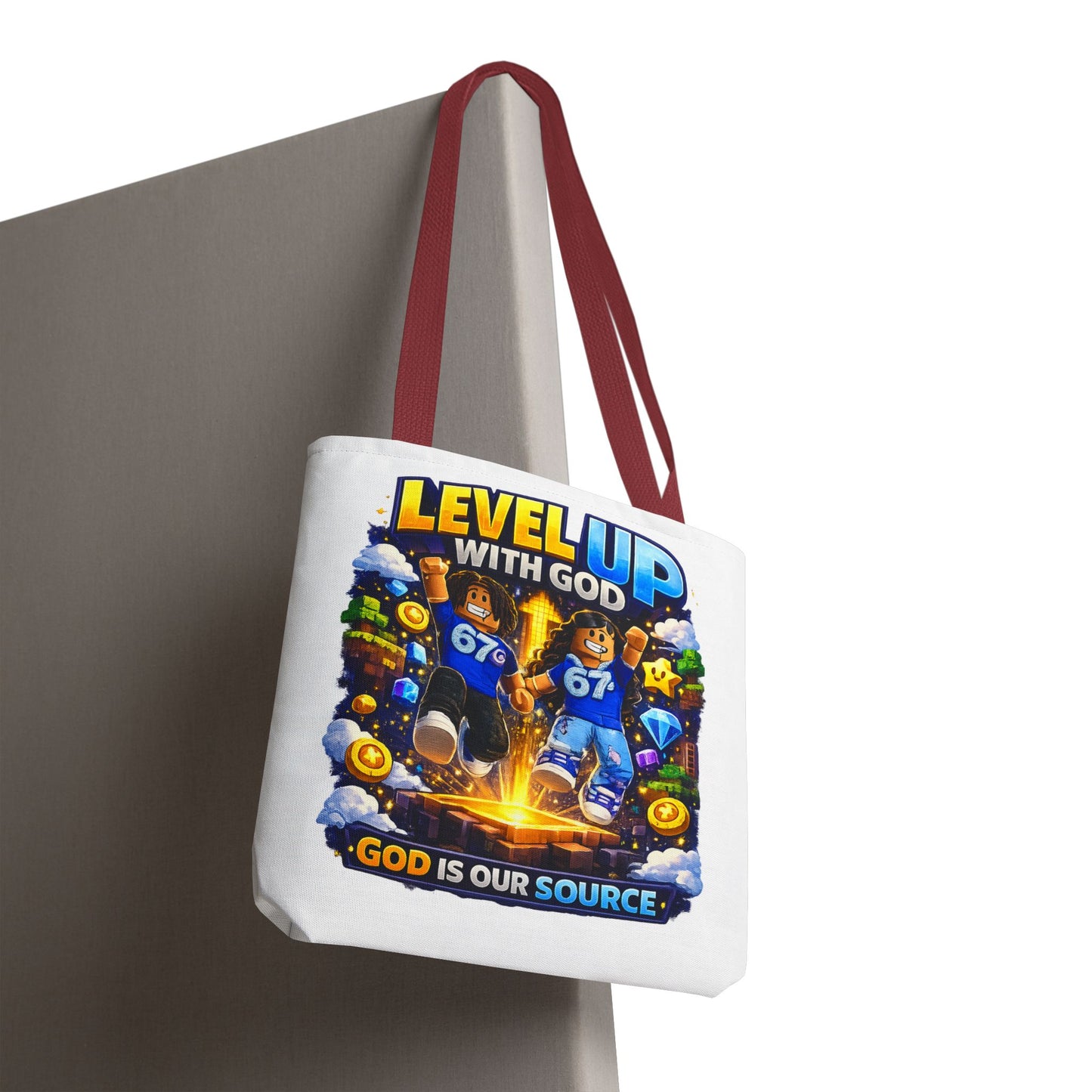 Level Up With God™ Personalized Kids Tote Bag — Upload Your Own Avatar