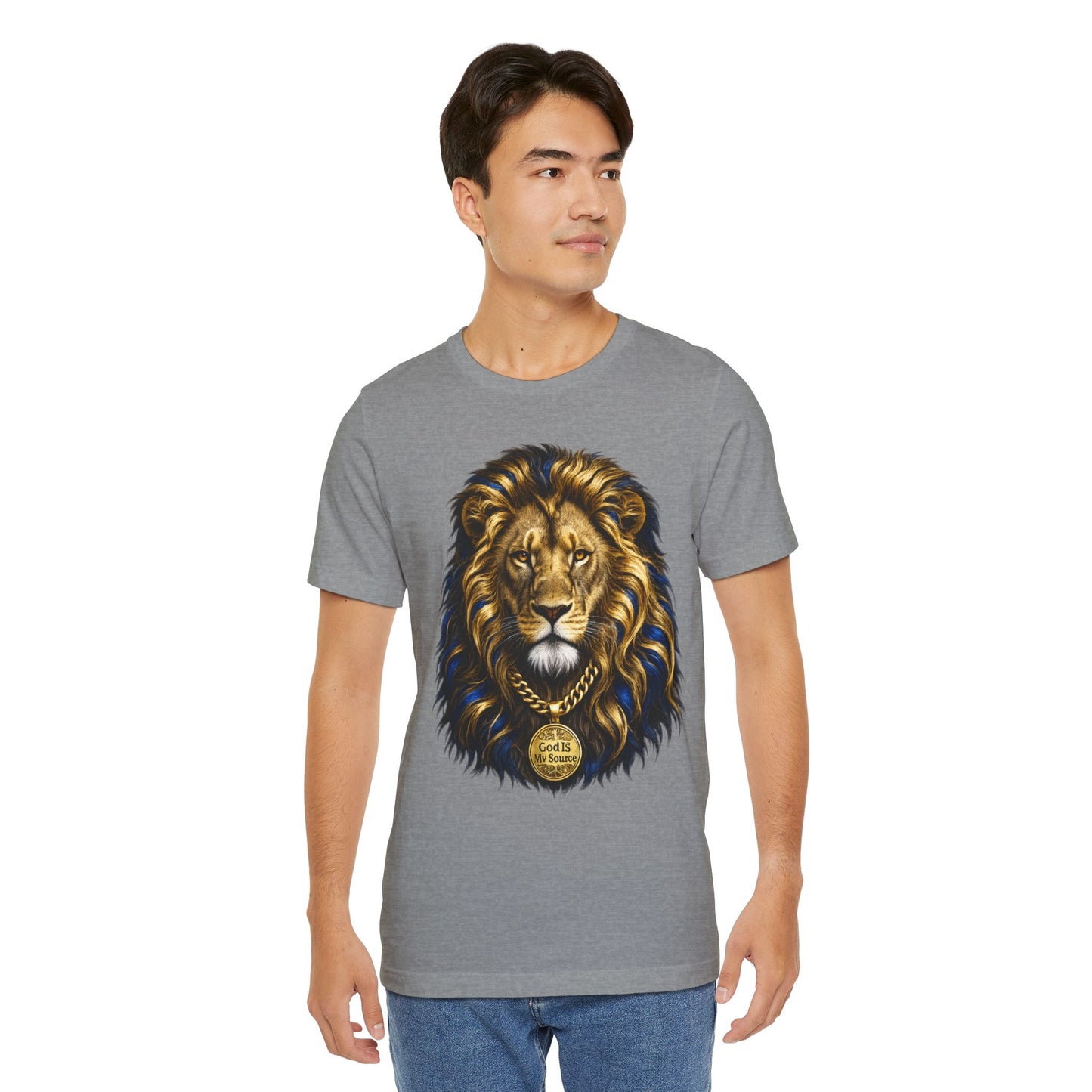 God Is My Source Lion T-Shirt | Christian Unisex Jersey Tee | Faith-Inspired Graphic Shirt