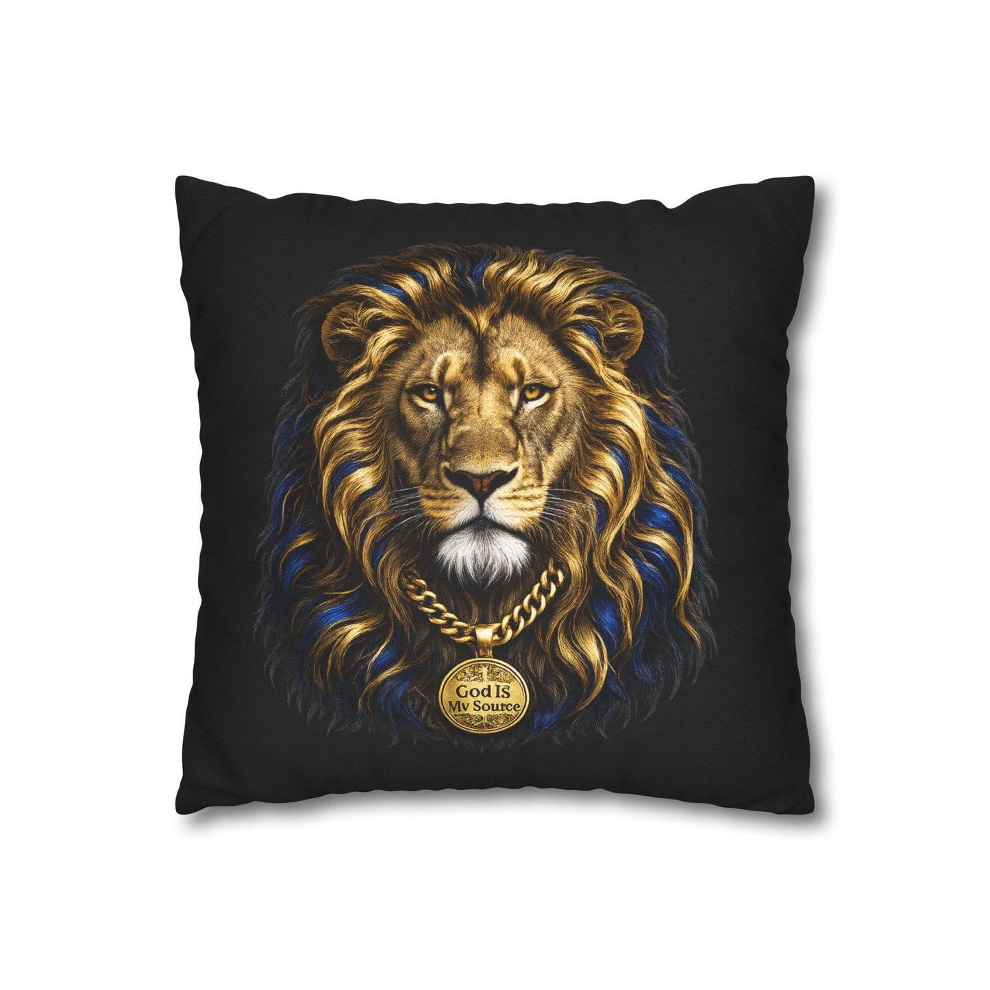 God Is My Source Lion Pillow Cover | Christian Decorative Throw Pillow Cover | Faith-Inspired Home Décor | Double-Sided Print