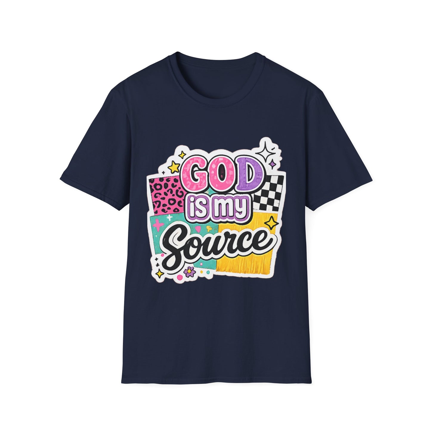 God Is My Source T‑Shirt — Colorful Faith Graphic Tee--Retro Christian Graphic Tee