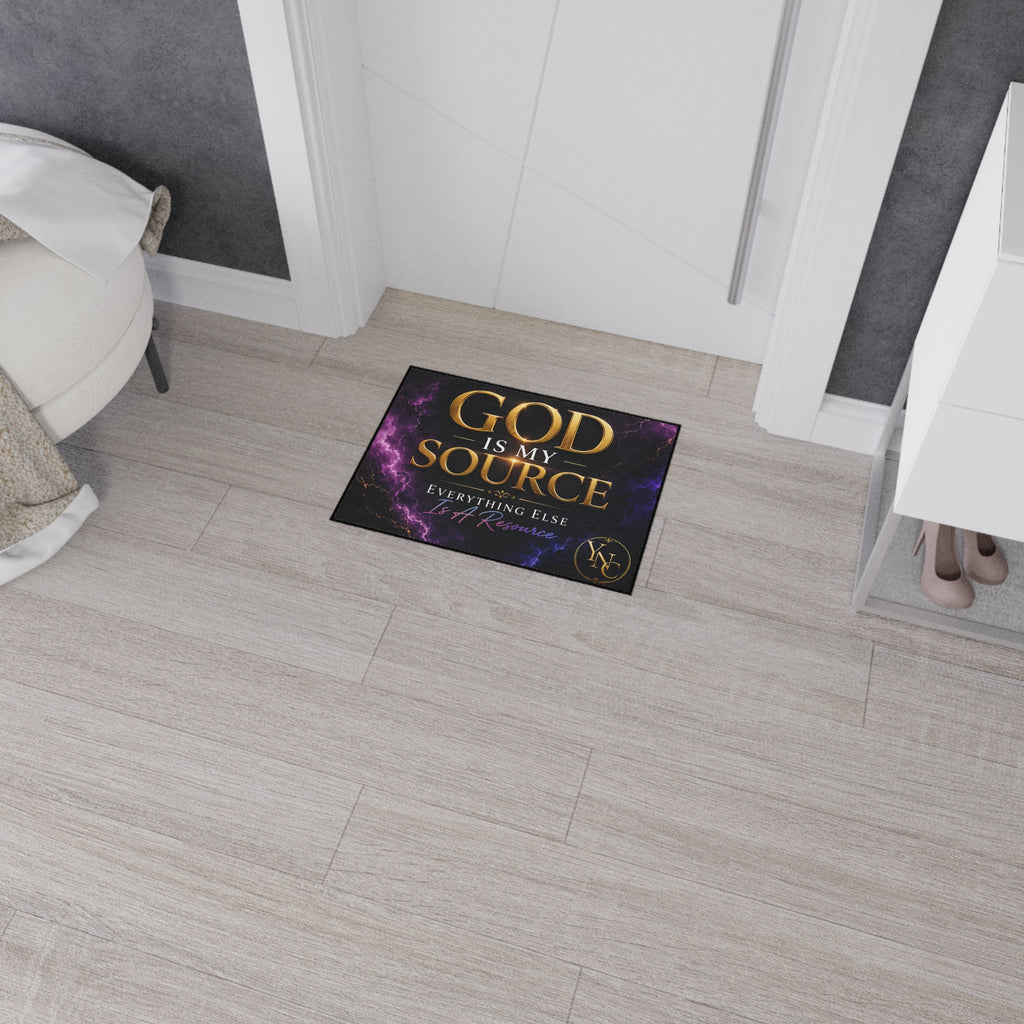 God Is My Source Christian Floor Mat | Faith-Inspired Entryway Rug | Inspirational Prayer Room Doormat | Christian Home Decor