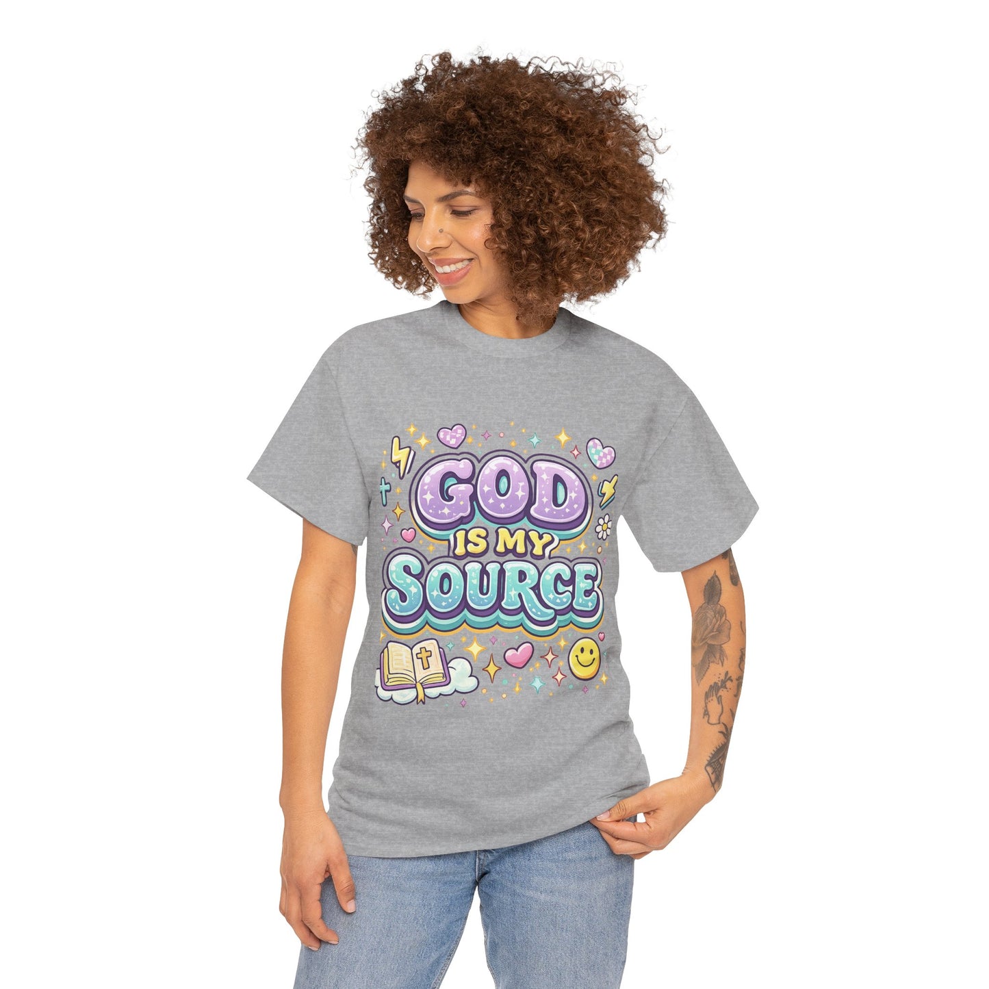 God Is My Source T-Shirt | Christian Faith Tee, Pastel Cute Design