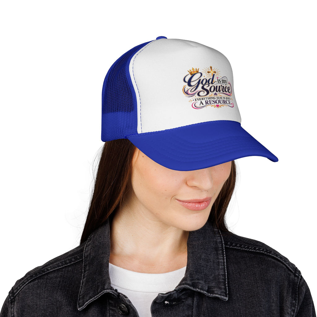 God Is My Source trucker cap | Christian faith design