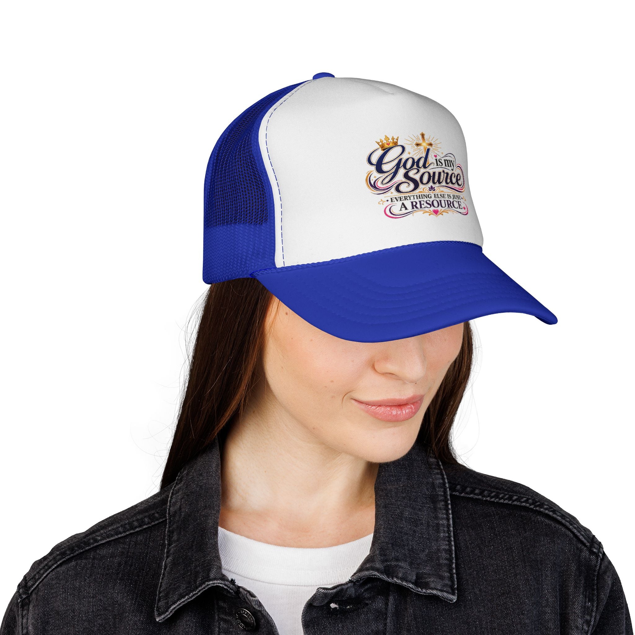 God Is My Source trucker cap | Christian faith design