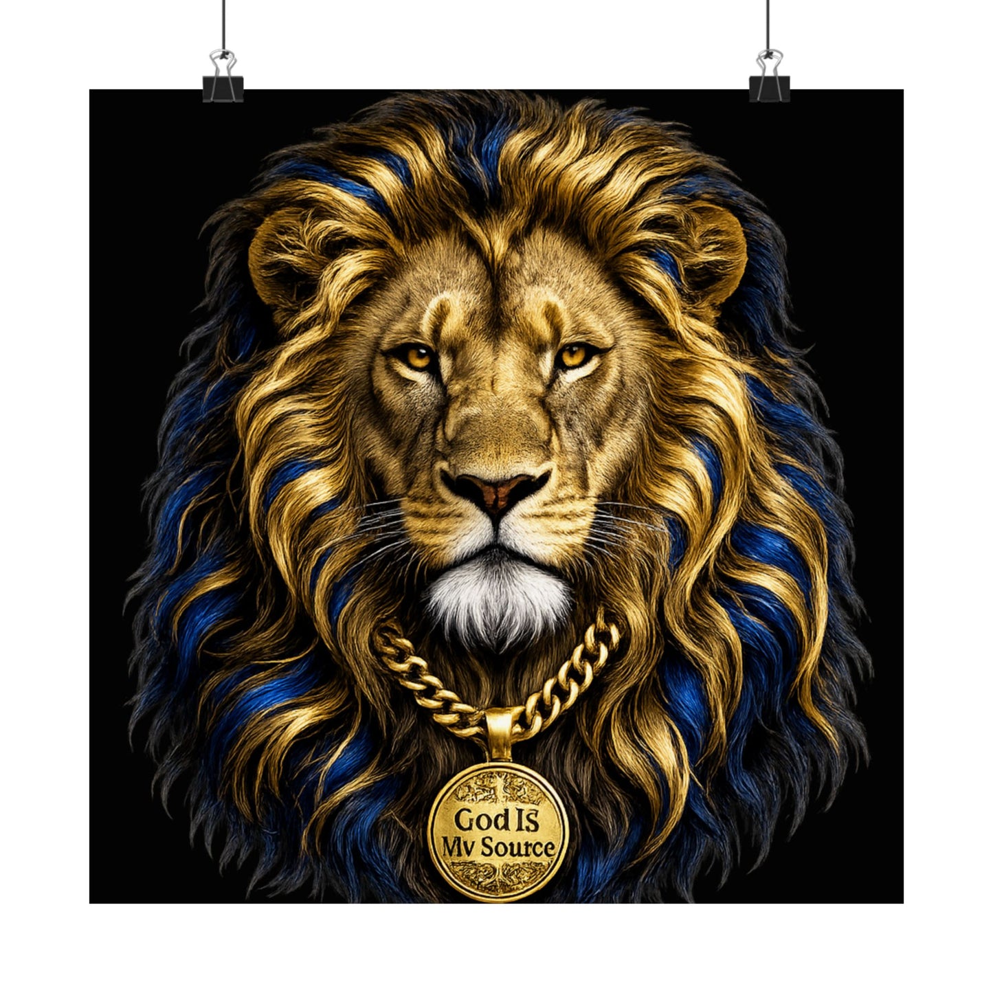 God Is My Source Lion Satin Poster | Christian Wall Art