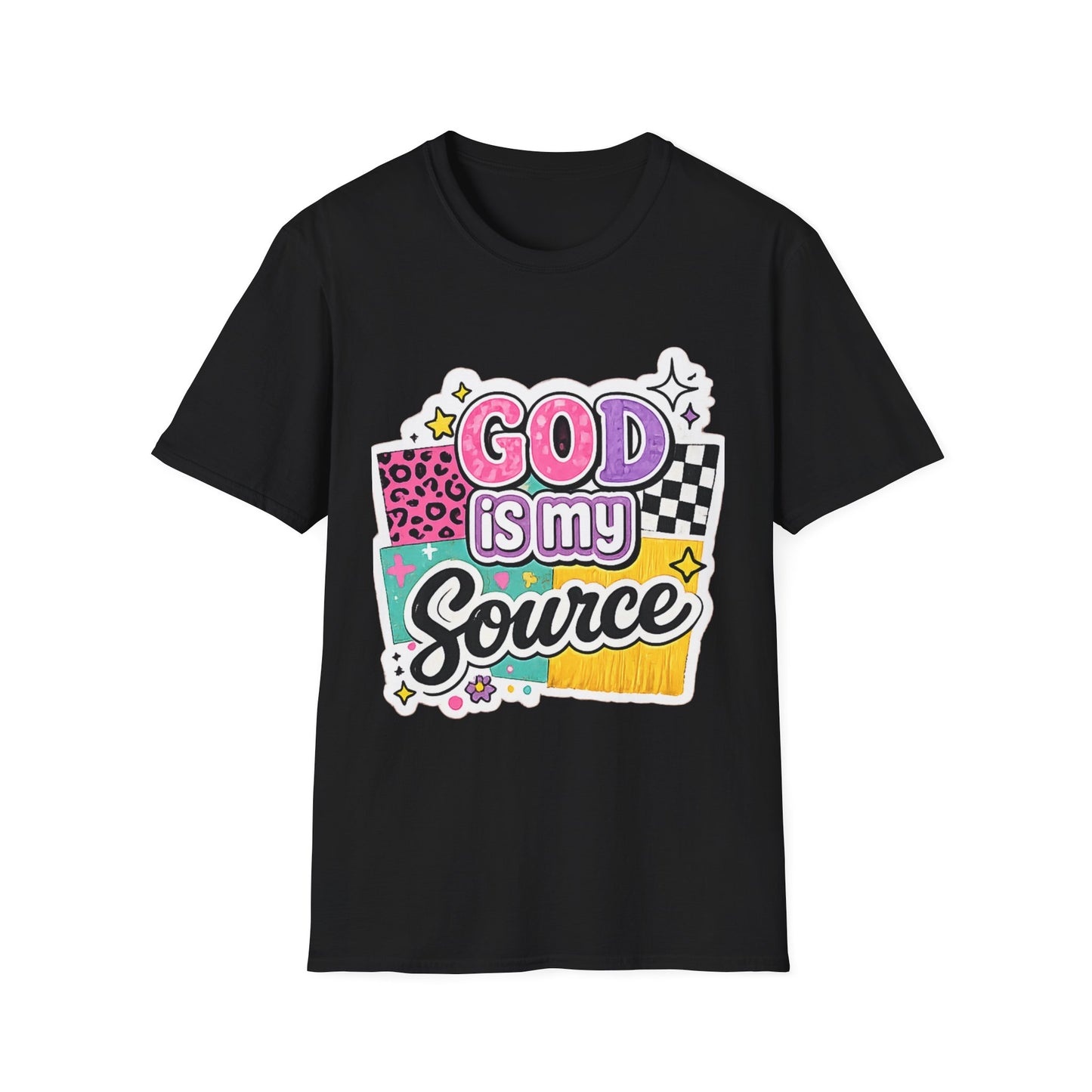 God Is My Source T‑Shirt — Colorful Faith Graphic Tee--Retro Christian Graphic Tee
