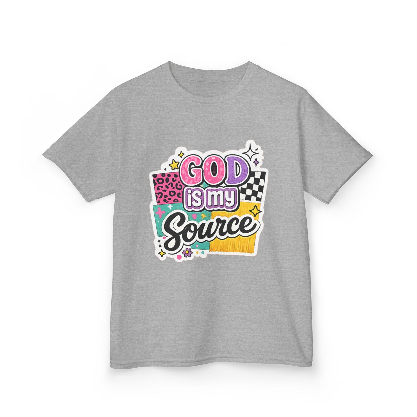 God Is My Source™ Kids Christian T-Shirt | Retro Faith Graphic Tee |