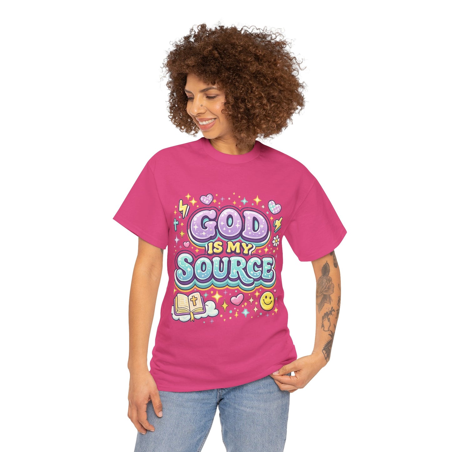 God Is My Source T-Shirt | Christian Faith Tee, Pastel Cute Design
