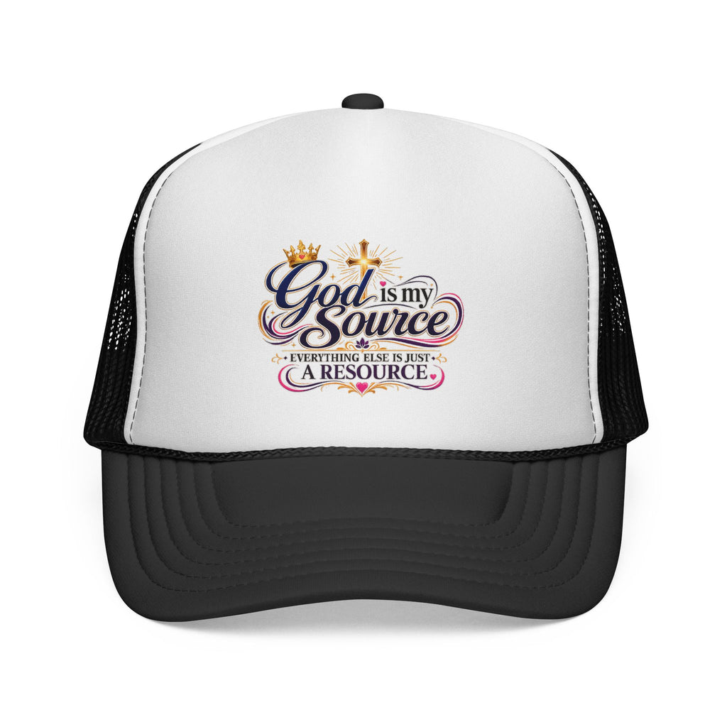 God Is My Source trucker cap | Christian faith design