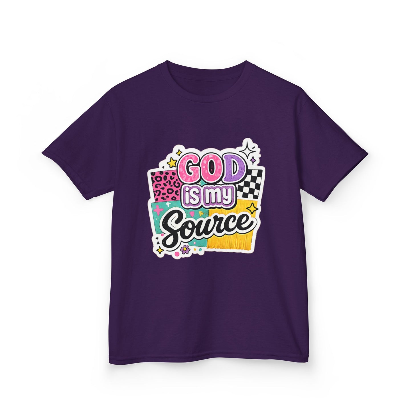 God Is My Source™ Kids Christian T-Shirt | Retro Faith Graphic Tee |