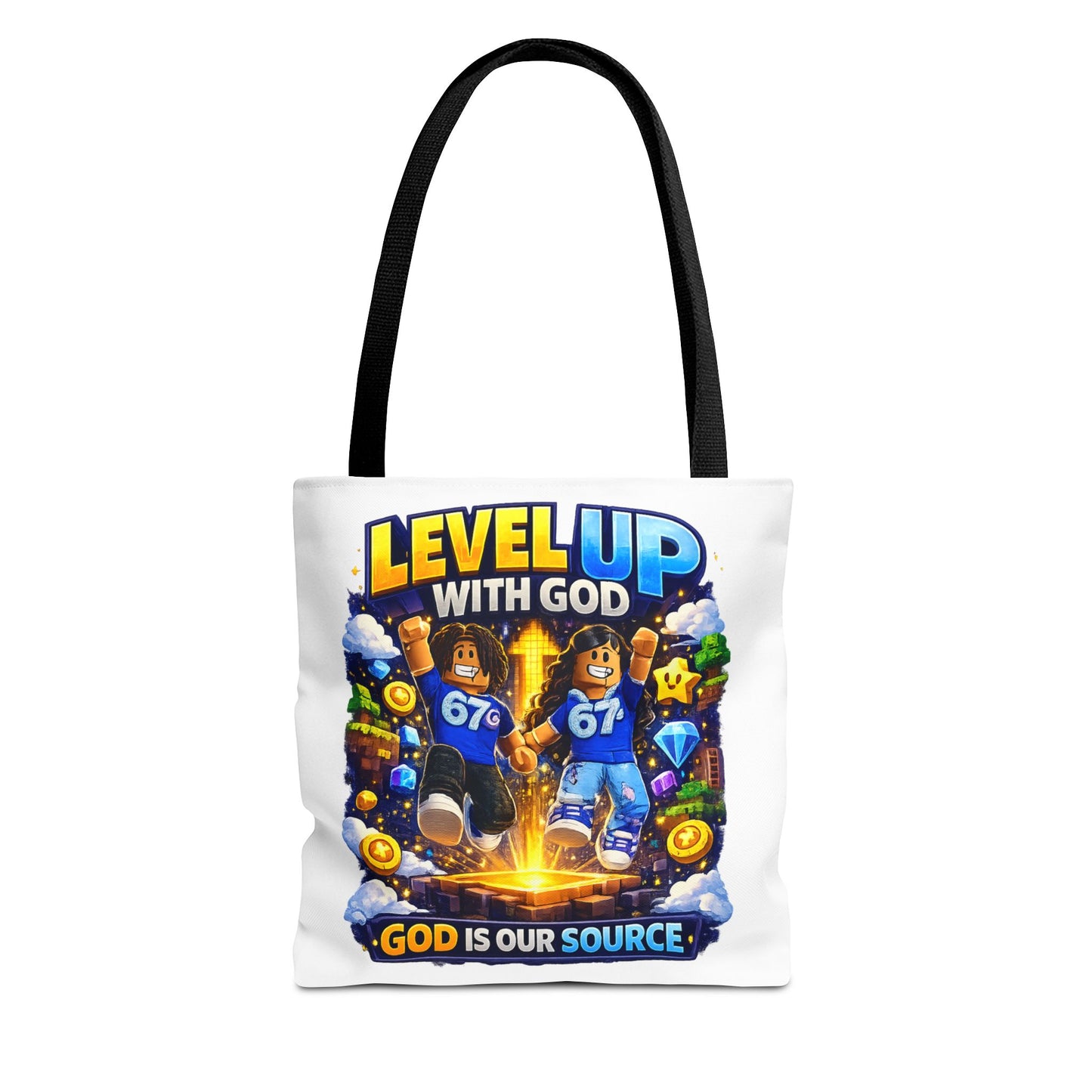 Level Up With God™ Personalized Kids Tote Bag — Upload Your Own Avatar