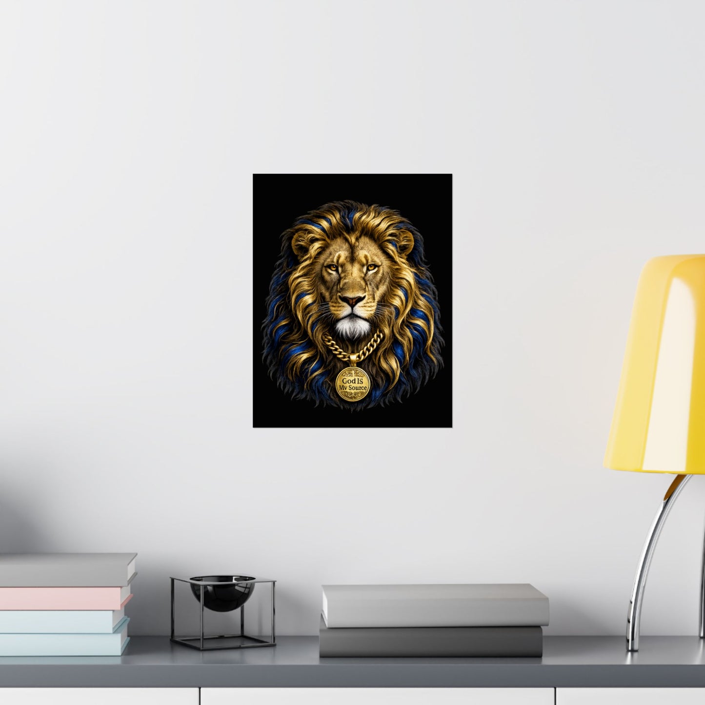 God Is My Source Lion Satin Poster | Christian Wall Art