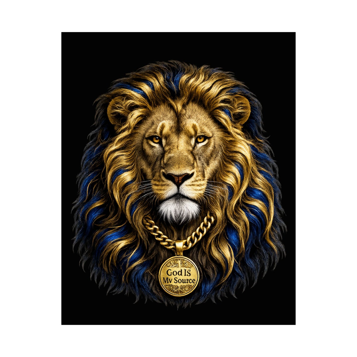 God Is My Source Lion Satin Poster | Christian Wall Art