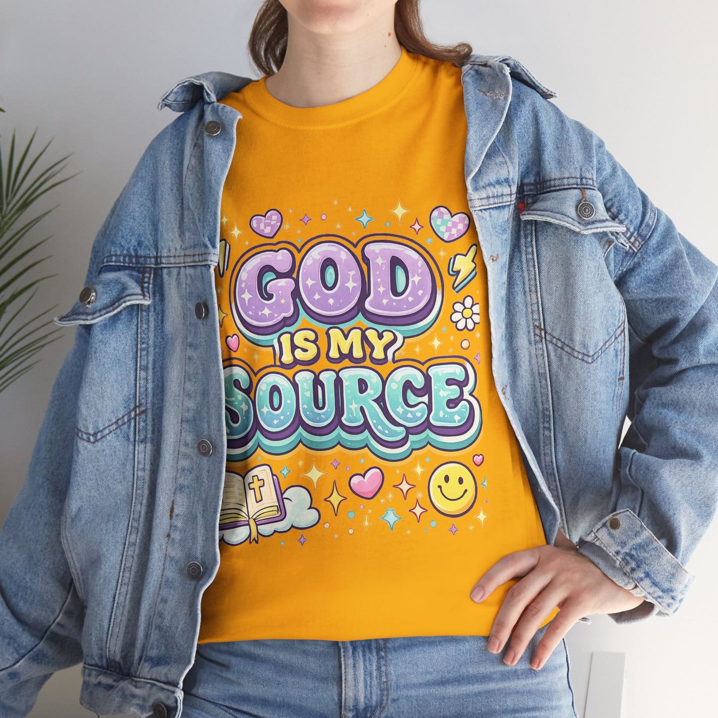 God Is My Source T-Shirt | Christian Faith Tee, Pastel Cute Design