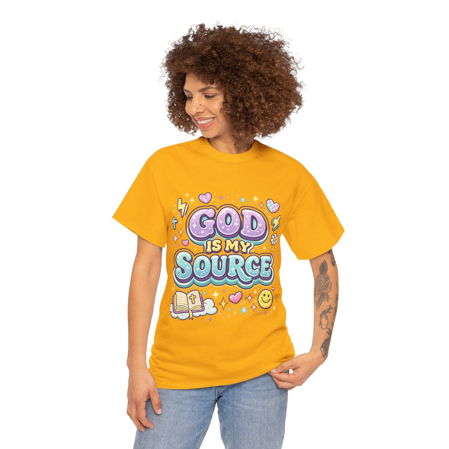 God Is My Source T-Shirt | Christian Faith Tee, Pastel Cute Design