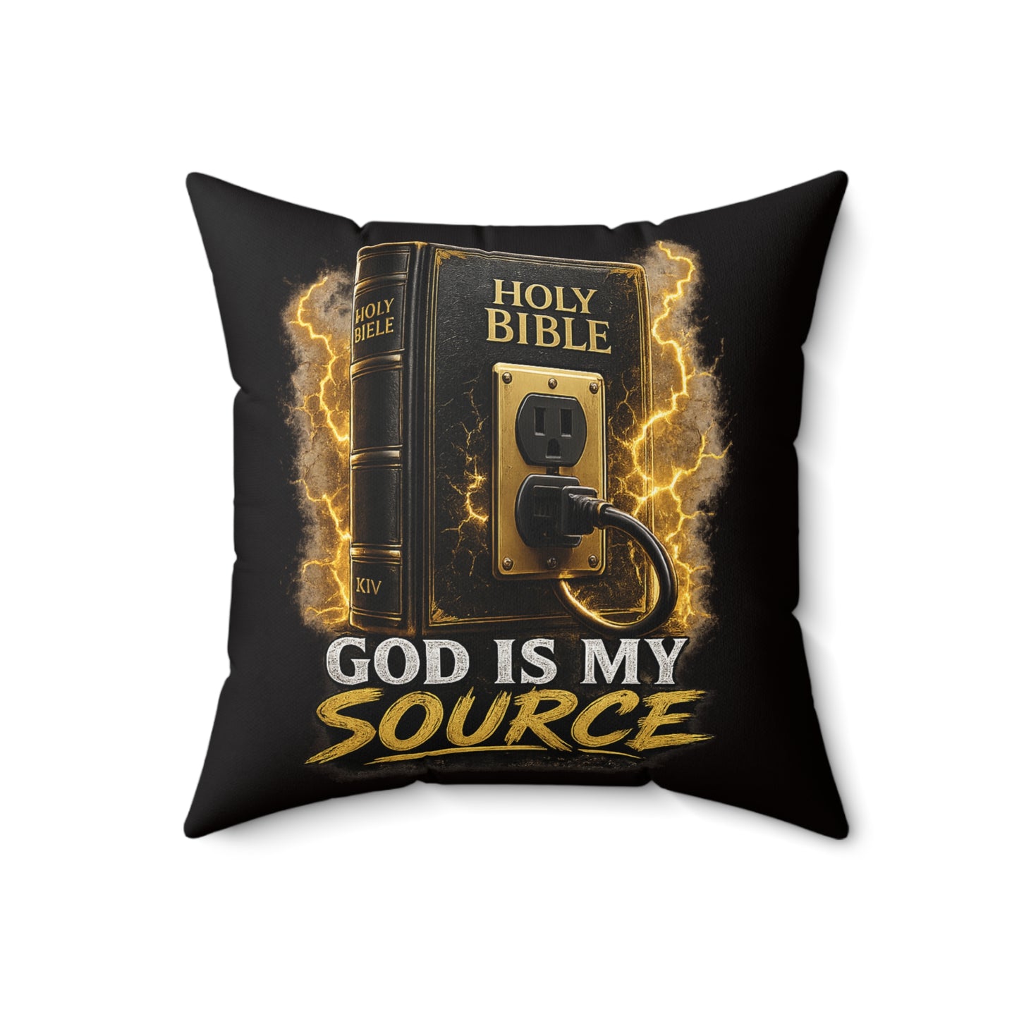 God Is My Source Throw Pillow | Christian Decorative Accent Pillow | Holy Bible Power Source Design | Double-Sided Faith Home Décor