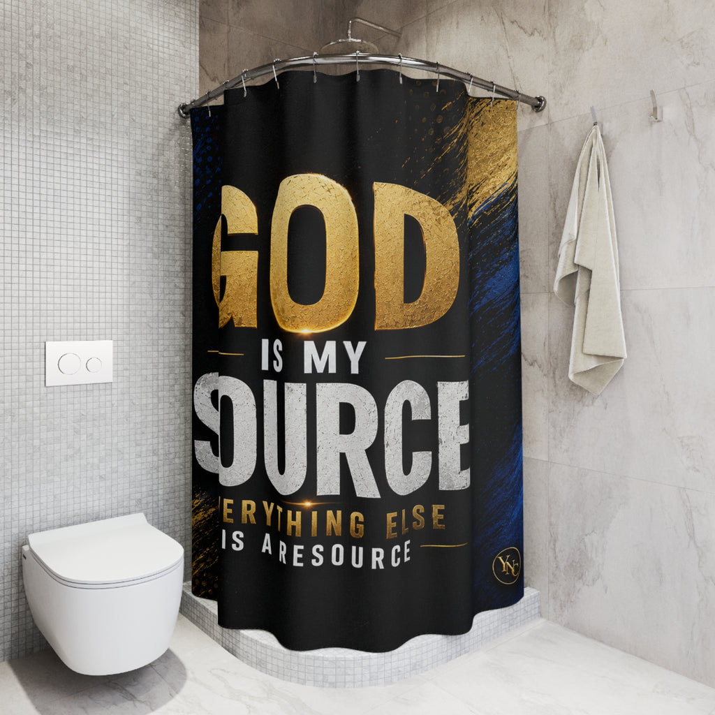 God Is My Source Shower Curtain | Christian Bathroom Decor | Inspirational Faith Bath Curtain | Religious Home Decor