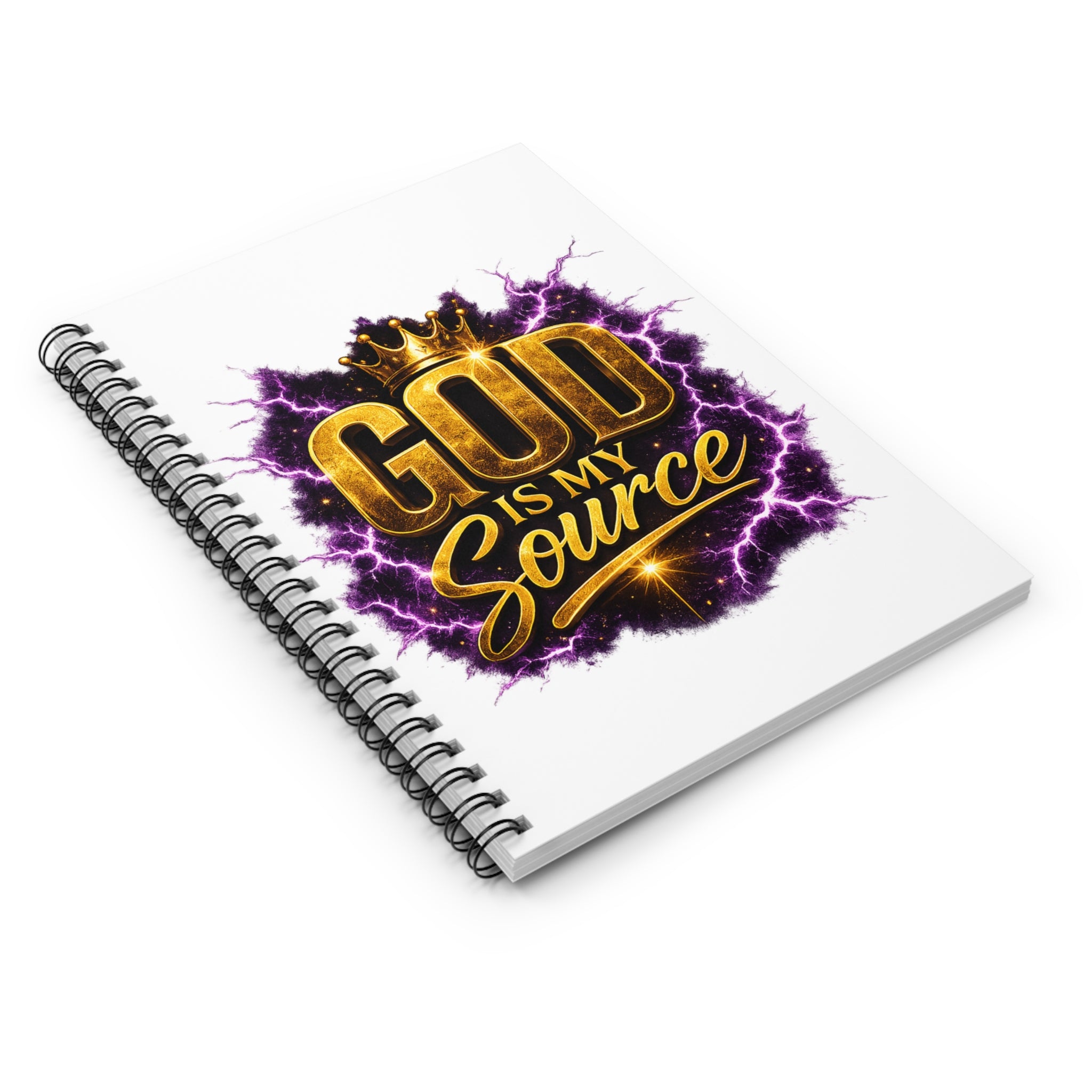 God Is My Source Spiral Notebook | Christian Faith Lightning Design