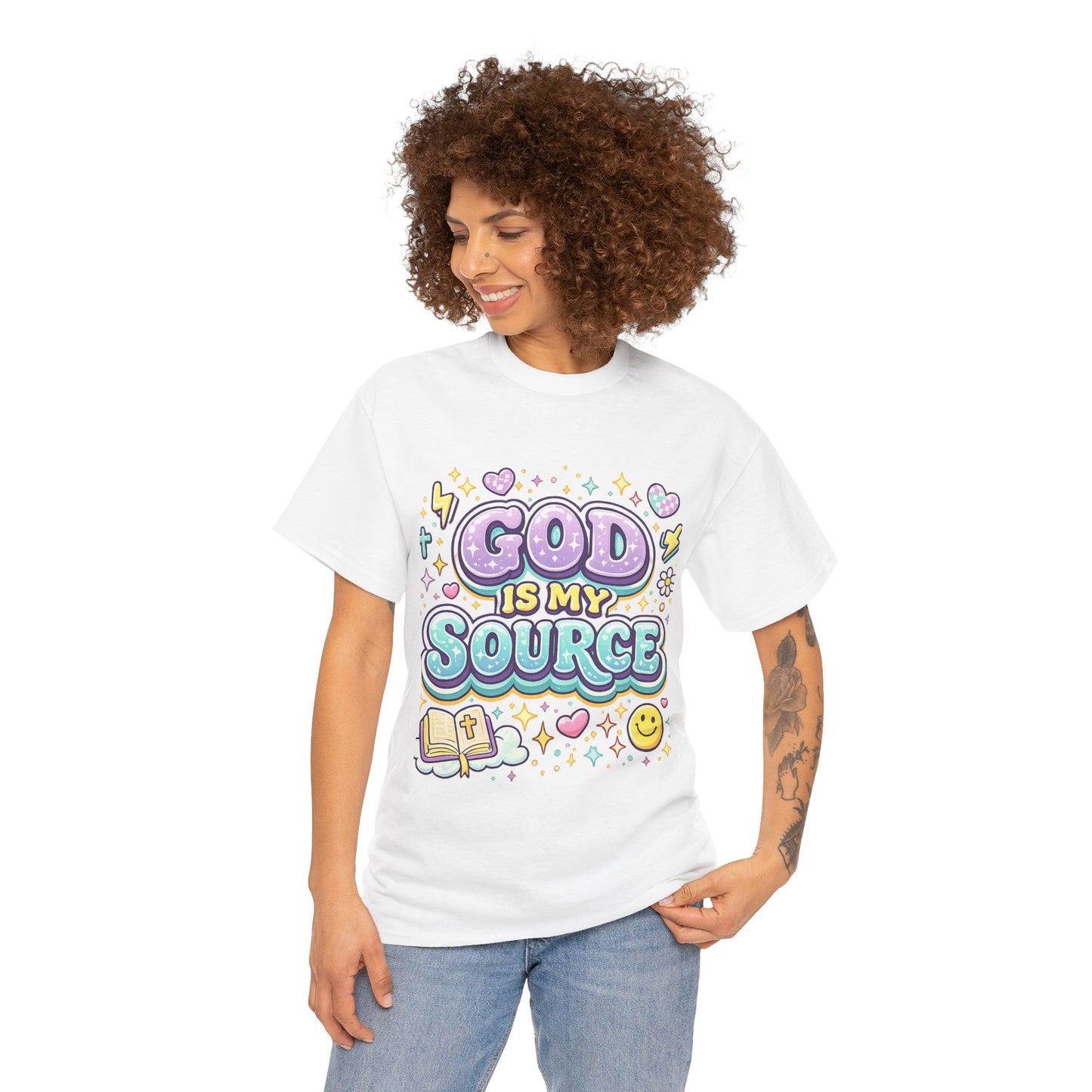 God Is My Source T-Shirt | Christian Faith Tee, Pastel Cute Design