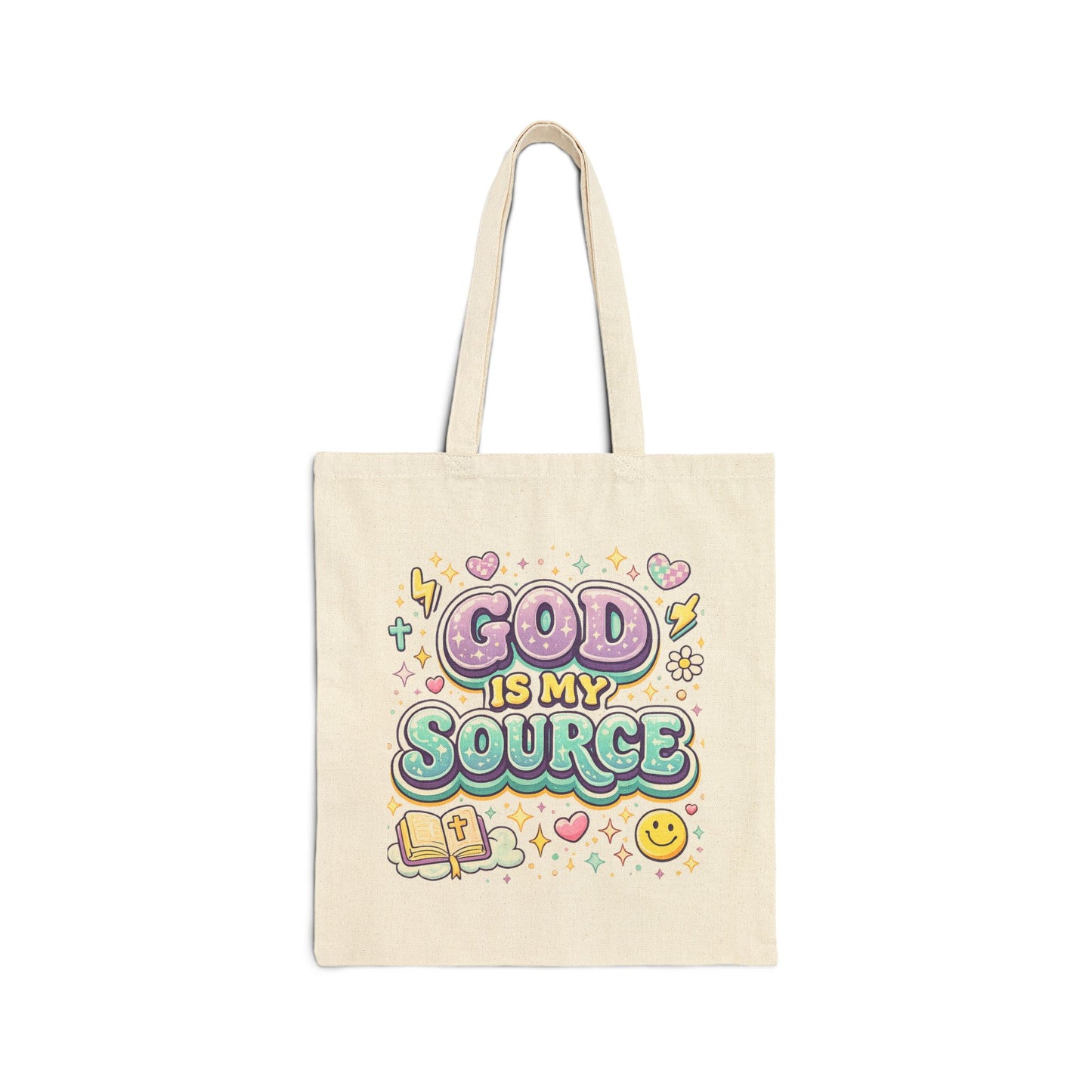God Is My Source Tote Bag | Faith Illustration | Bible | Cute Pastel Design