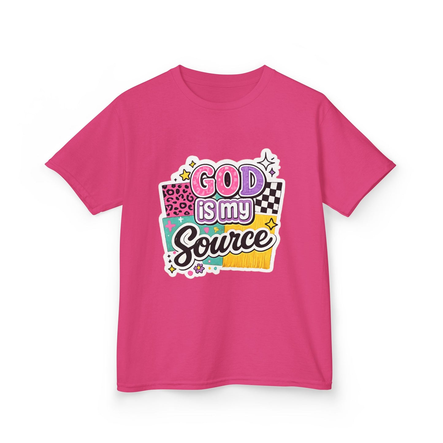 God Is My Source™ Kids Christian T-Shirt | Retro Faith Graphic Tee |