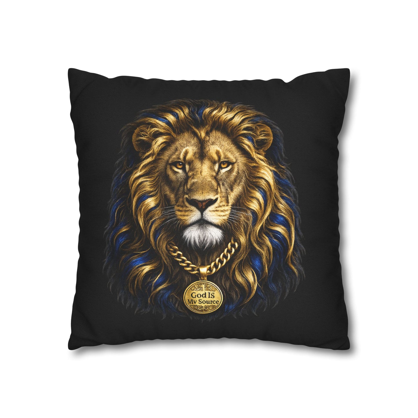 God Is My Source Lion Pillow Cover | Christian Decorative Throw Pillow Cover | Faith-Inspired Home Décor | Double-Sided Print
