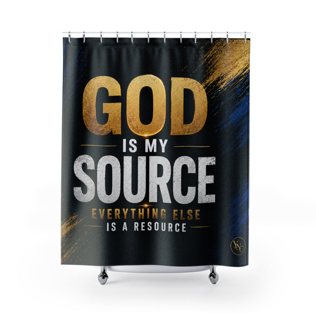 God Is My Source Shower Curtain | Christian Bathroom Decor | Inspirational Faith Bath Curtain | Religious Home Decor