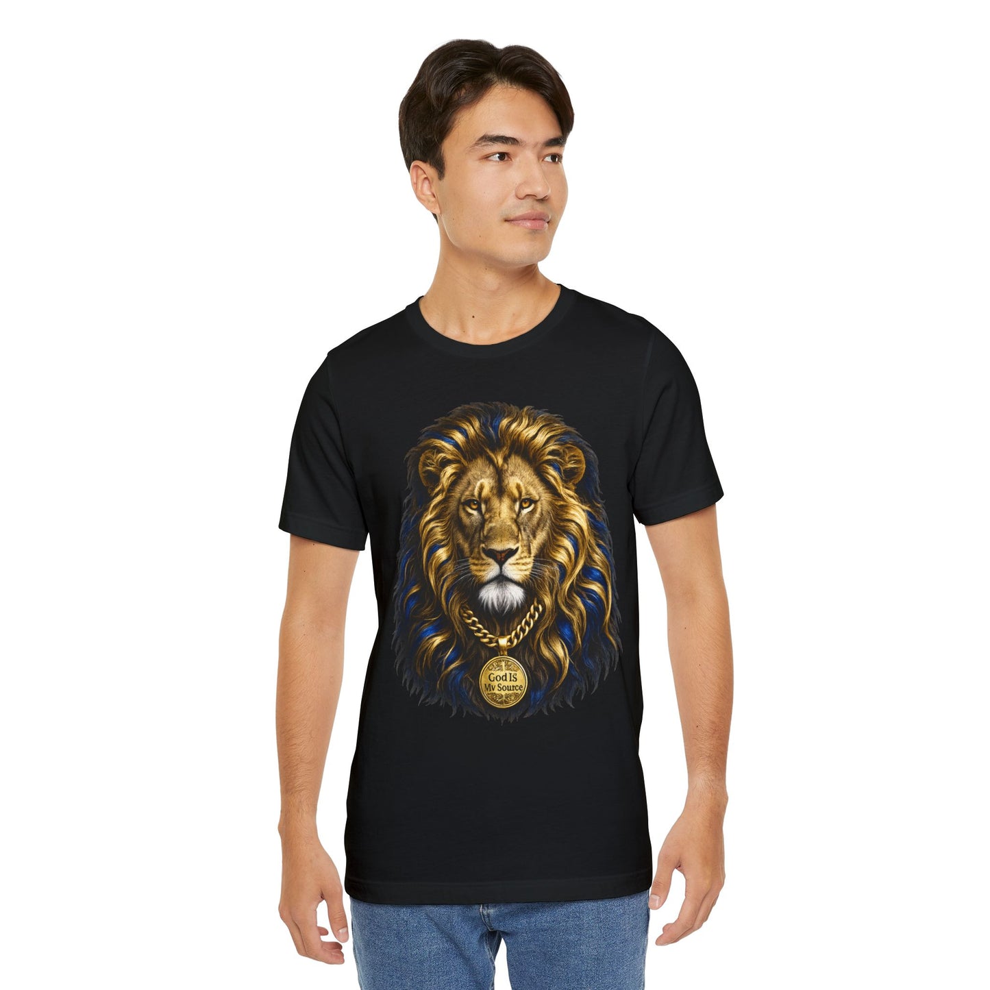 God Is My Source Lion T-Shirt | Christian Unisex Jersey Tee | Faith-Inspired Graphic Shirt