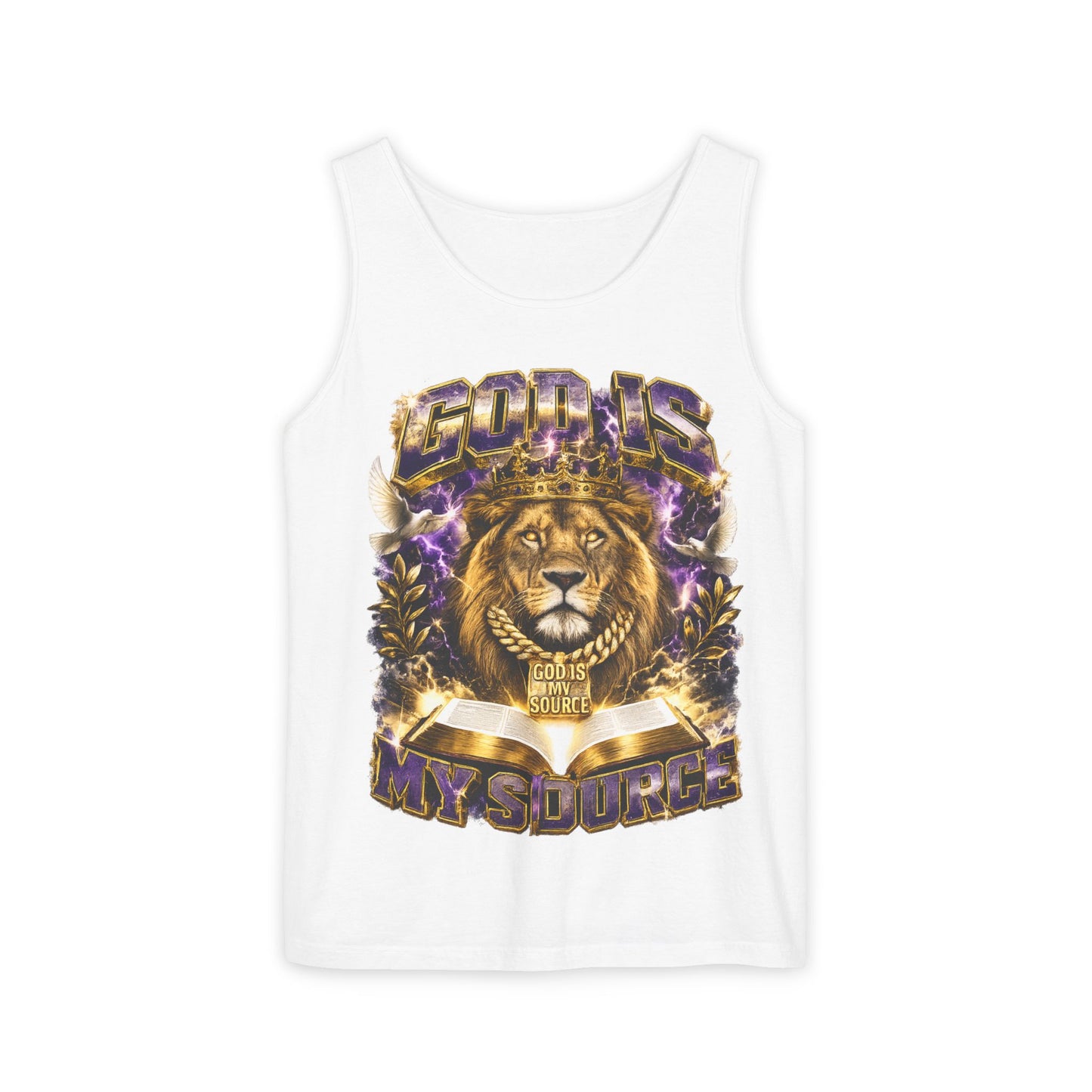 God Is My Stronghold Lion Tank Top — Christian Faith Graphic Tank