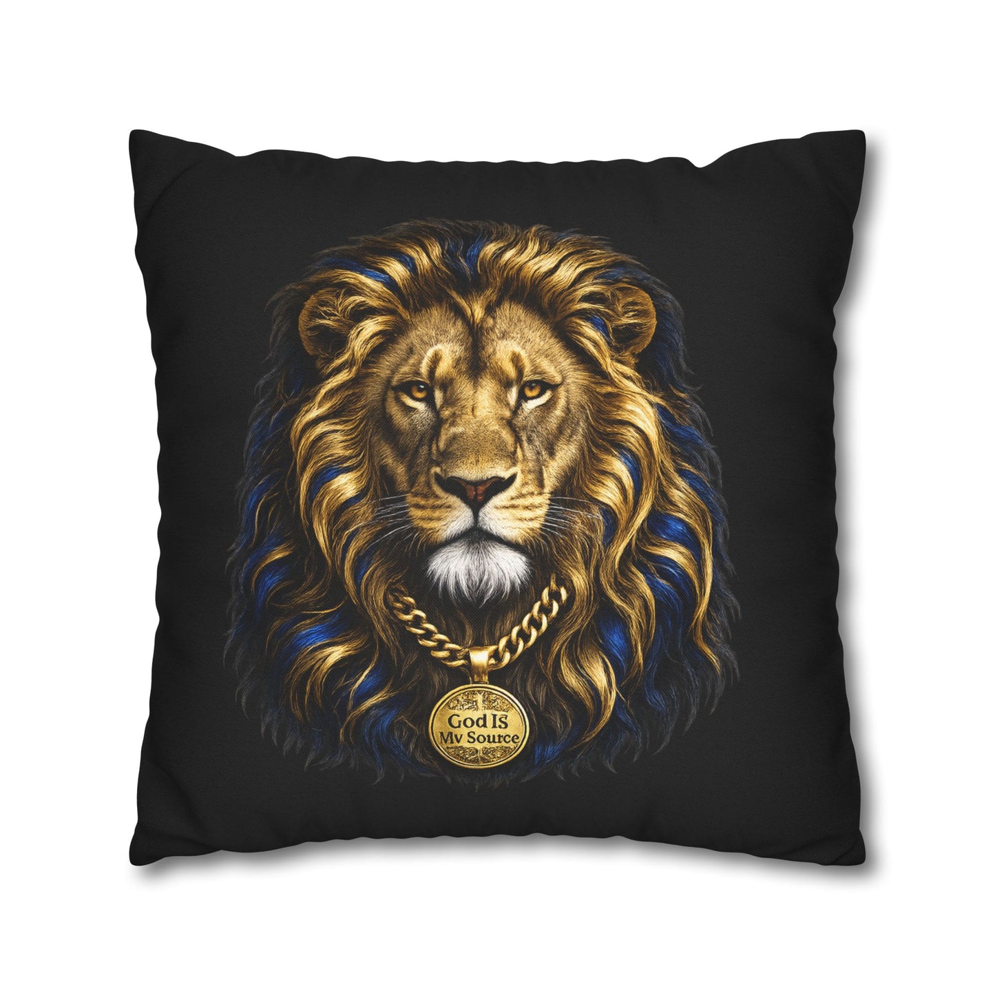 God Is My Source Lion Pillow Cover | Christian Decorative Throw Pillow Cover | Faith-Inspired Home Décor | Double-Sided Print