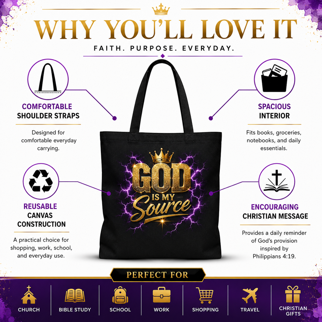 God Is My Source Canvas Tote Bag |Philippians 4:19