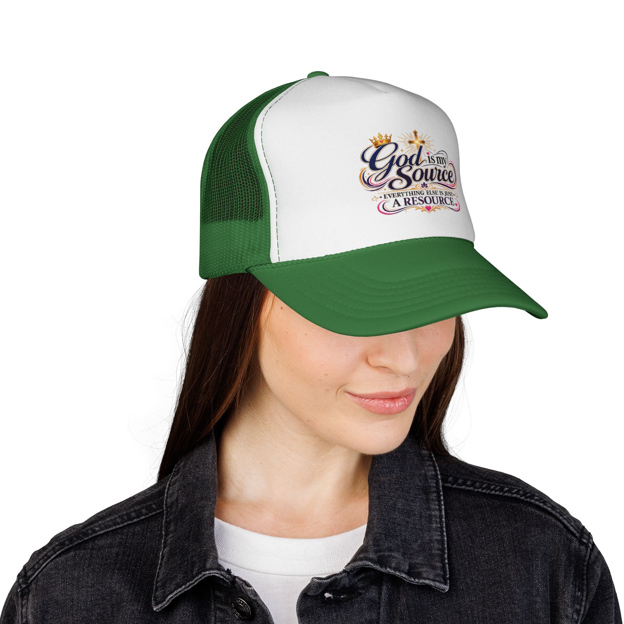God Is My Source trucker cap | Christian faith design