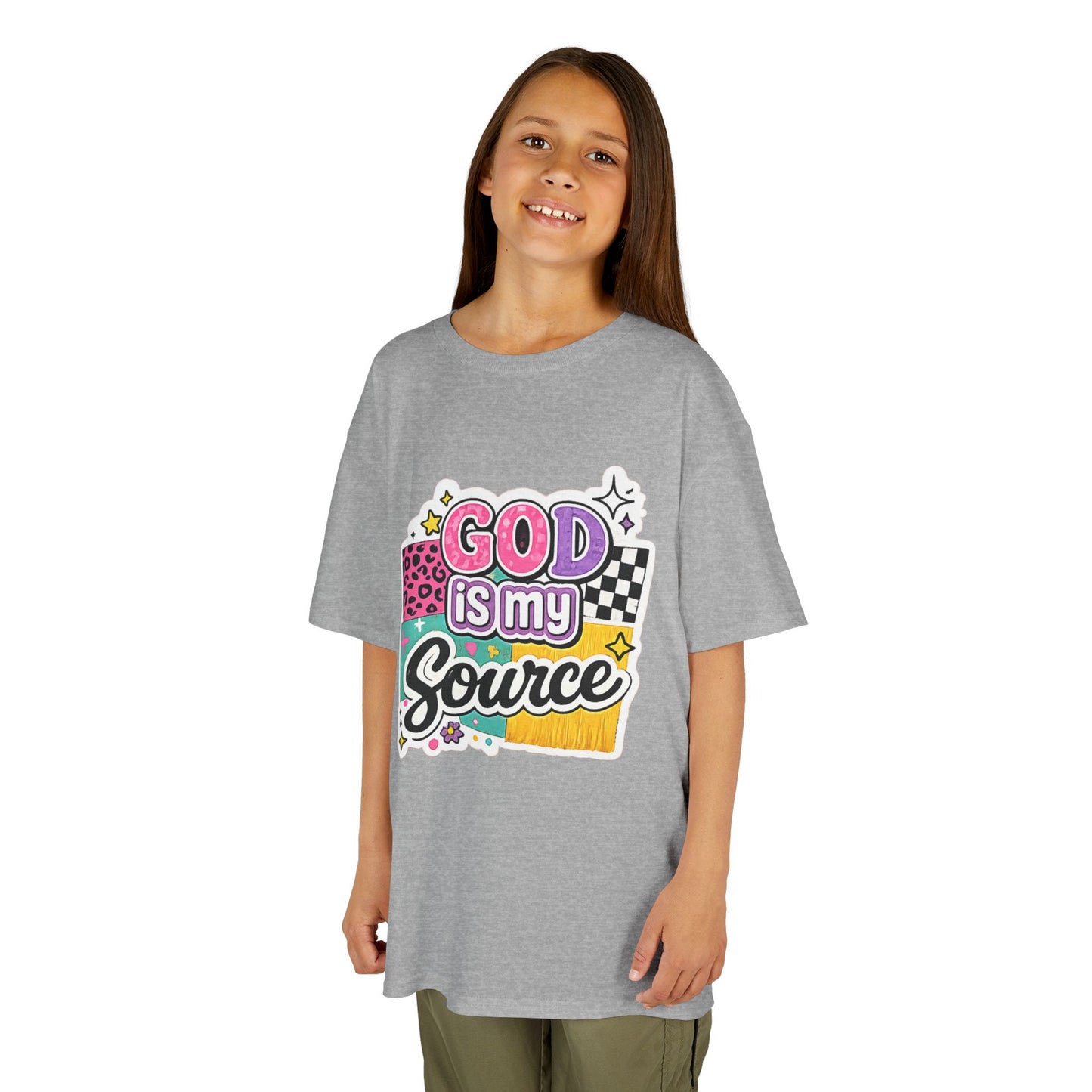 God Is My Source™ Kids Christian T-Shirt | Retro Faith Graphic Tee |