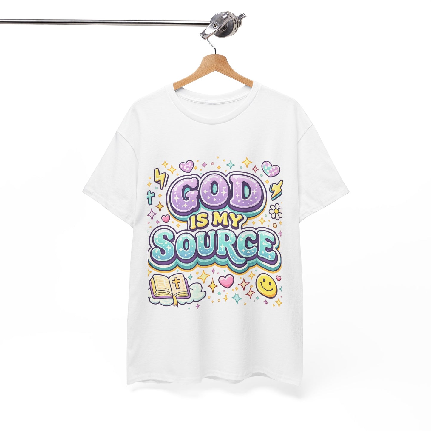 God Is My Source T-Shirt | Christian Faith Tee, Pastel Cute Design