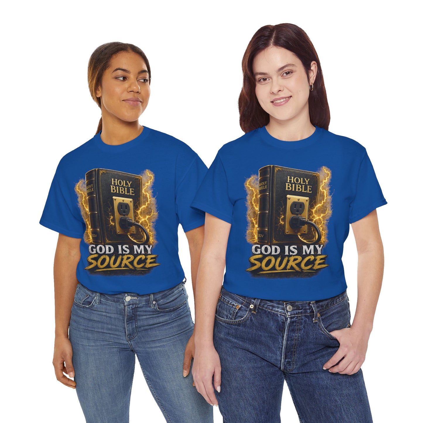 God Is My Source T-Shirt | Holy Bible Power Outlet Christian Tee | Unisex Heavy Cotton Tee