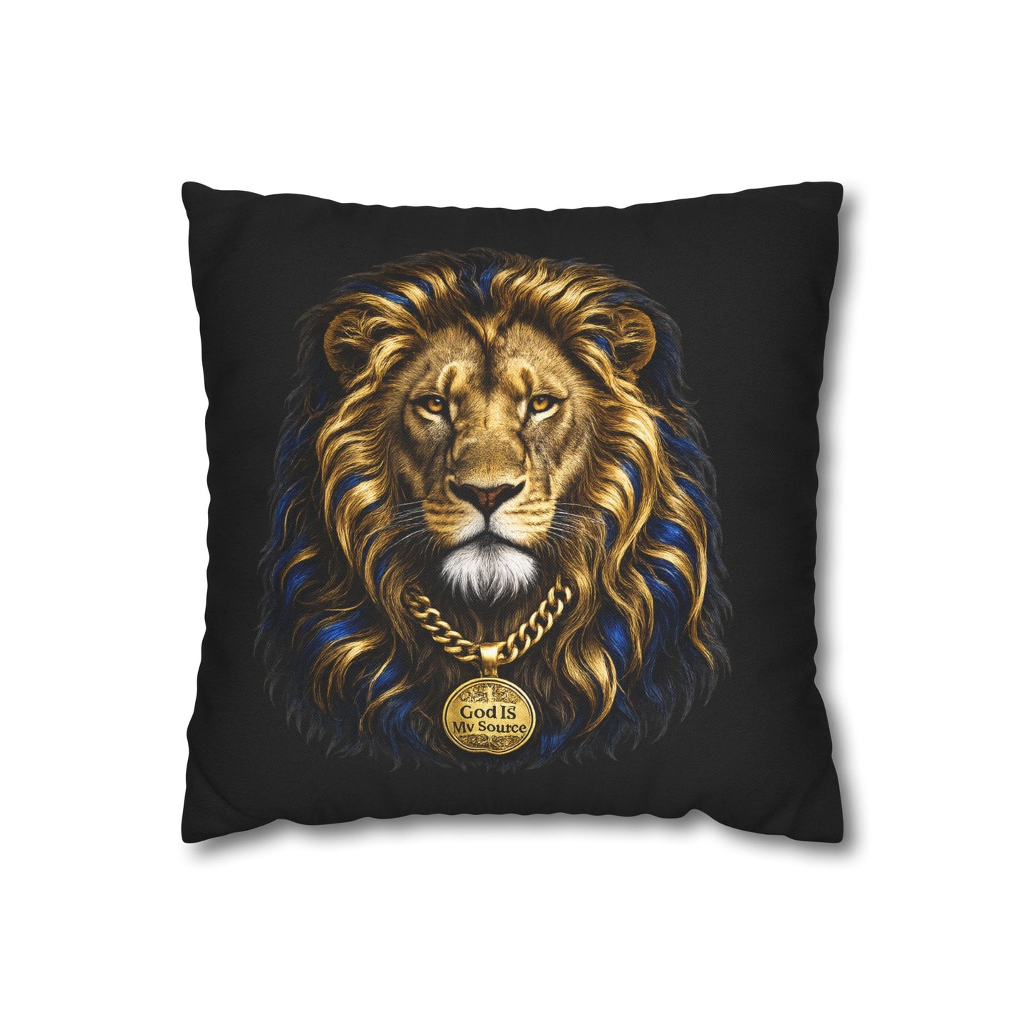 God Is My Source Lion Pillow Cover | Christian Decorative Throw Pillow Cover | Faith-Inspired Home Décor | Double-Sided Print