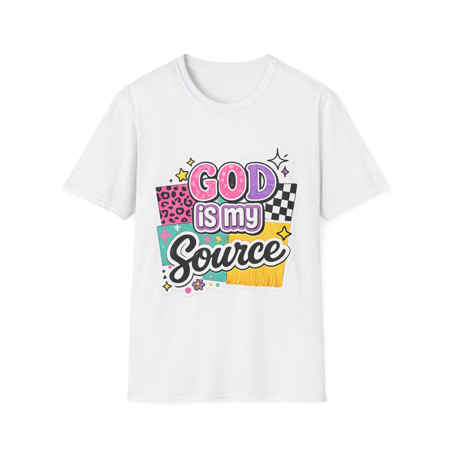 God Is My Source T‑Shirt — Colorful Faith Graphic Tee--Retro Christian Graphic Tee