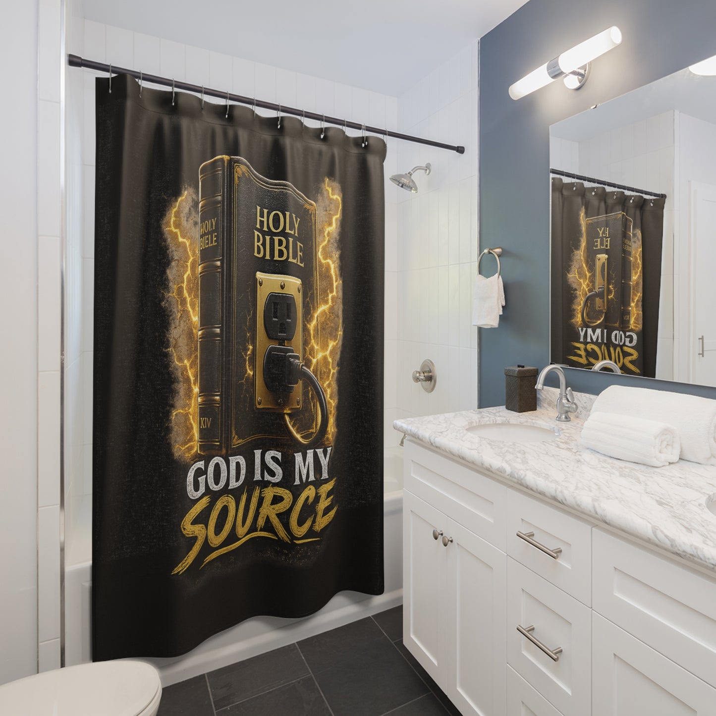 God Is My Source' Shower Curtain — Christian Faith Bathroom Decor