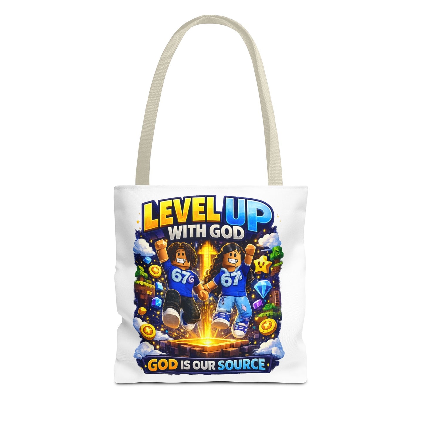 Level Up With God™ Personalized Kids Tote Bag — Upload Your Own Avatar