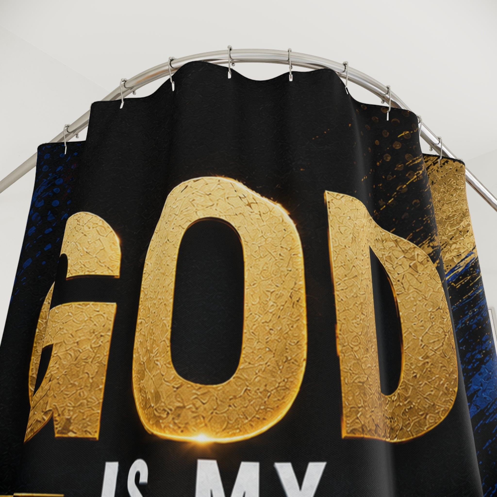 God Is My Source Shower Curtain | Christian Bathroom Decor | Inspirational Faith Bath Curtain | Religious Home Decor
