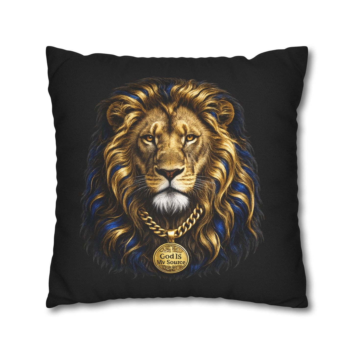 God Is My Source Lion Pillow Cover | Christian Decorative Throw Pillow Cover | Faith-Inspired Home Décor | Double-Sided Print