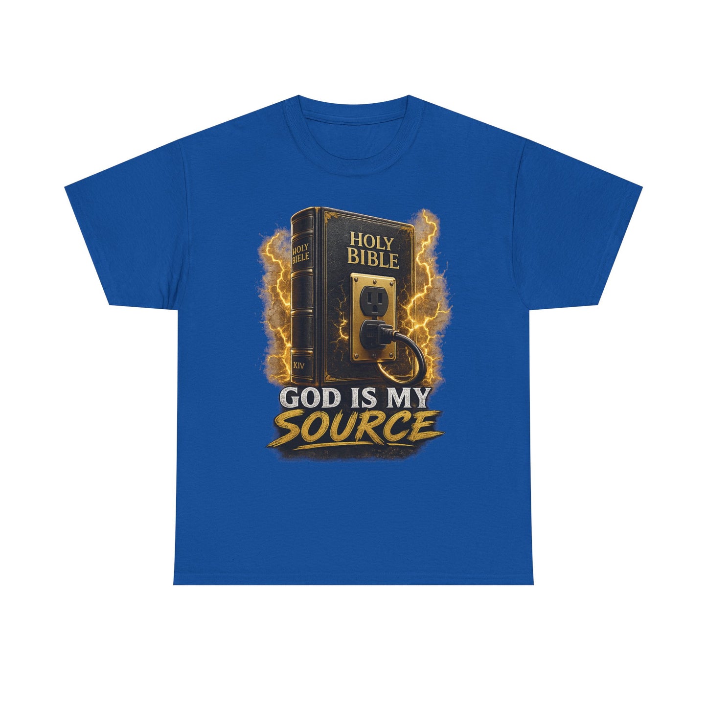 God Is My Source T-Shirt | Holy Bible Power Outlet Christian Tee | Unisex Heavy Cotton Tee