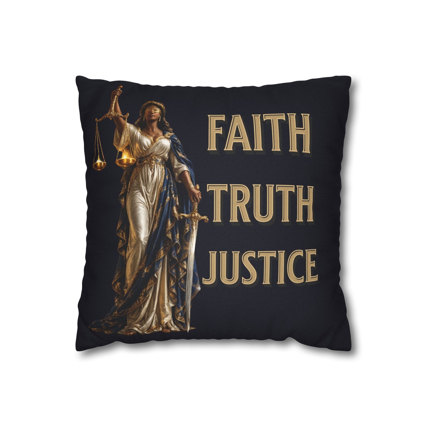 Lady of Justice Throw Pillow Cover | Faith • Truth • Justice Decorative Pillow