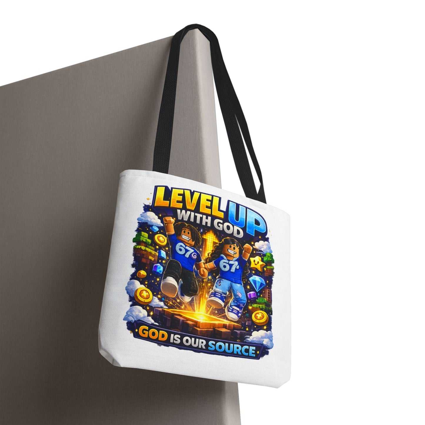 Level Up With God™ Personalized Kids Tote Bag — Upload Your Own Avatar