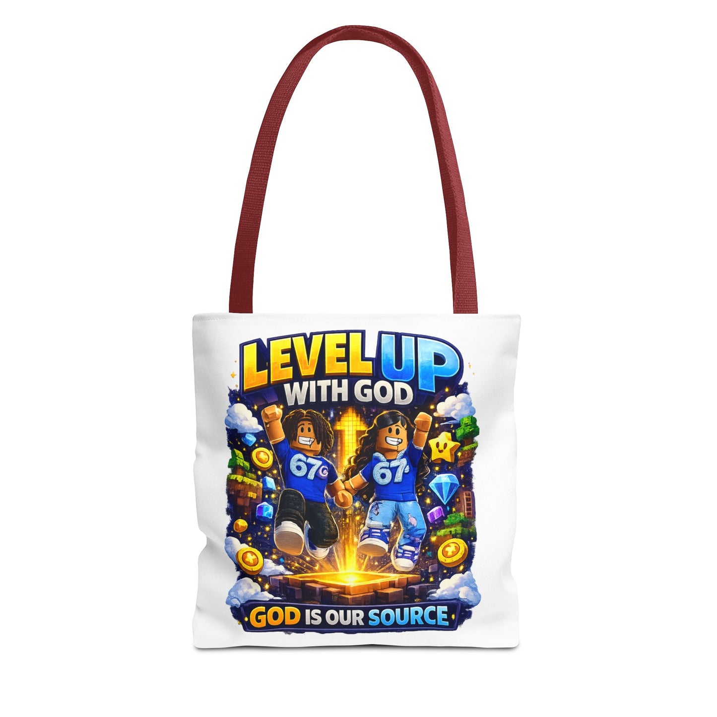 Level Up With God™ Personalized Kids Tote Bag — Upload Your Own Avatar
