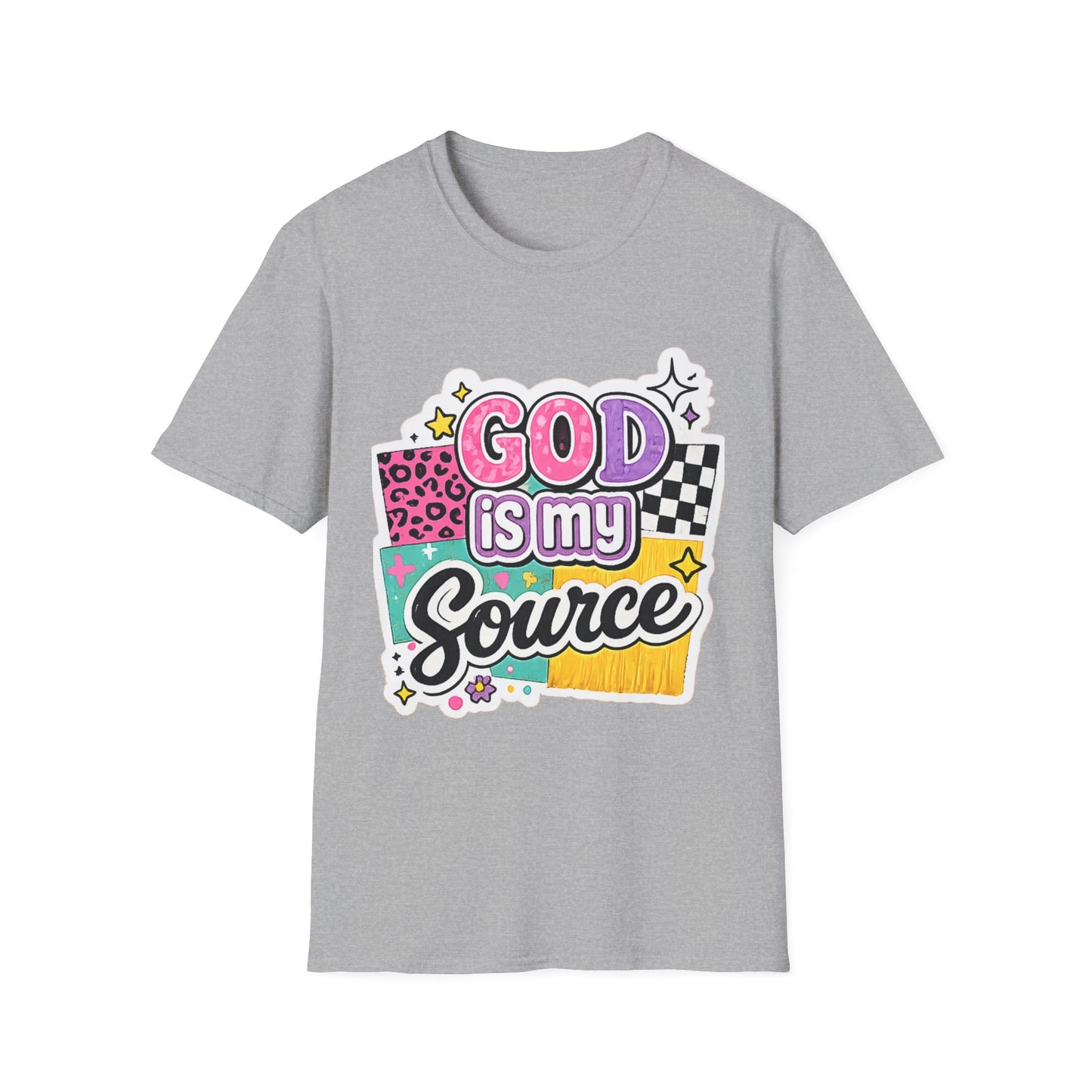 God Is My Source T‑Shirt — Colorful Faith Graphic Tee--Retro Christian Graphic Tee