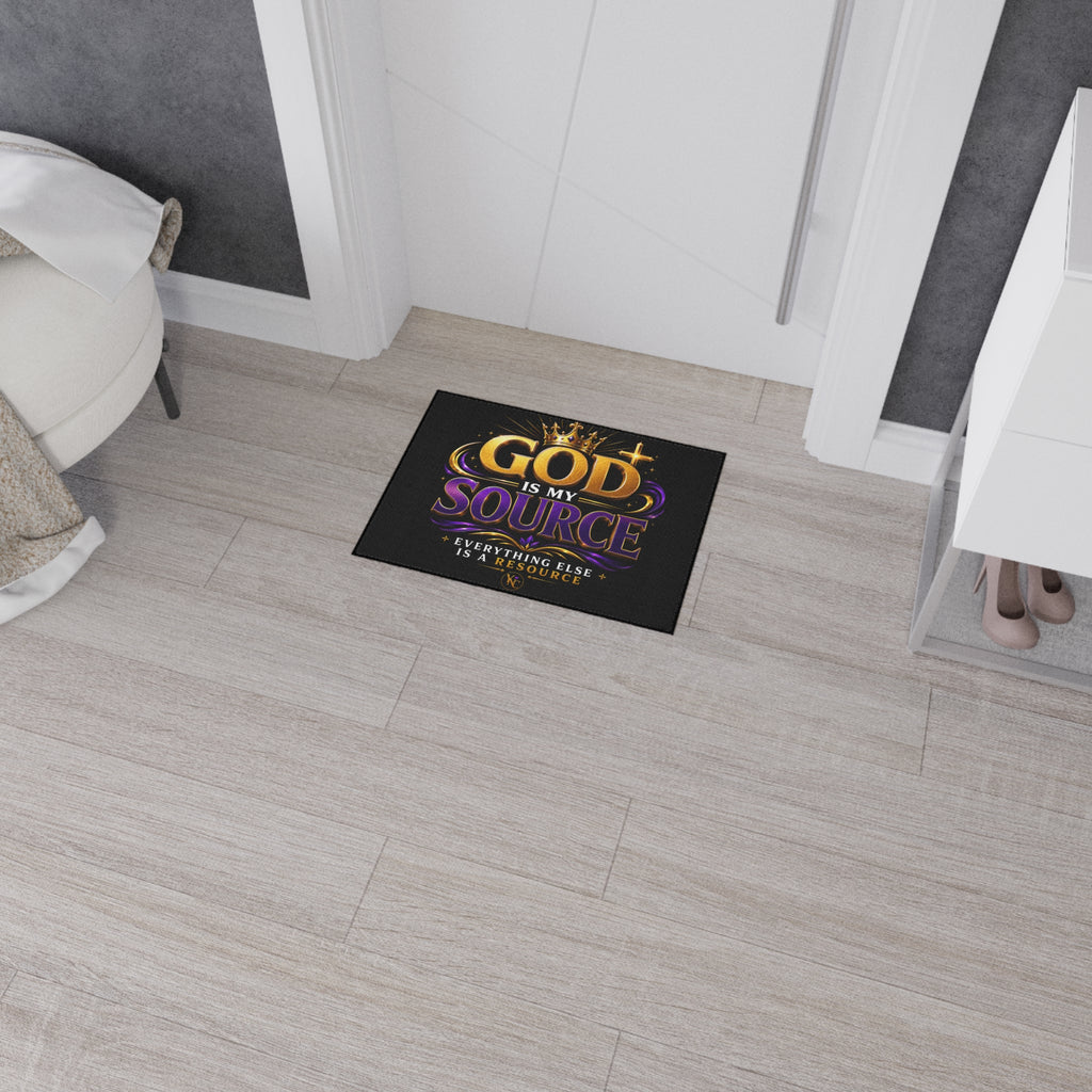 God Is My Source Christian Heavy Duty Indoor Floor Mat | Non-Slip Faith Home Decor