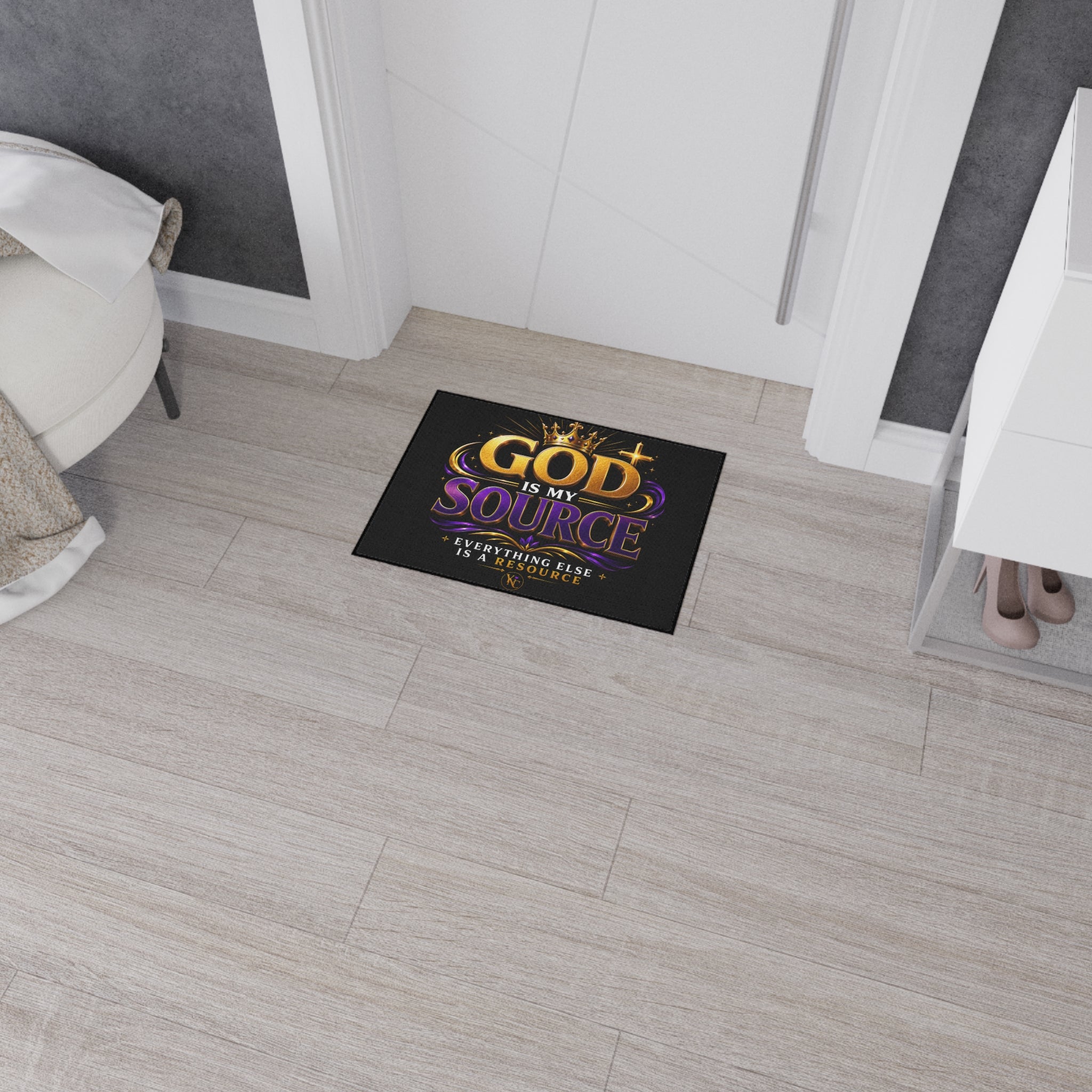 God Is My Source Christian Heavy Duty Indoor Floor Mat | Non-Slip Faith Home Decor